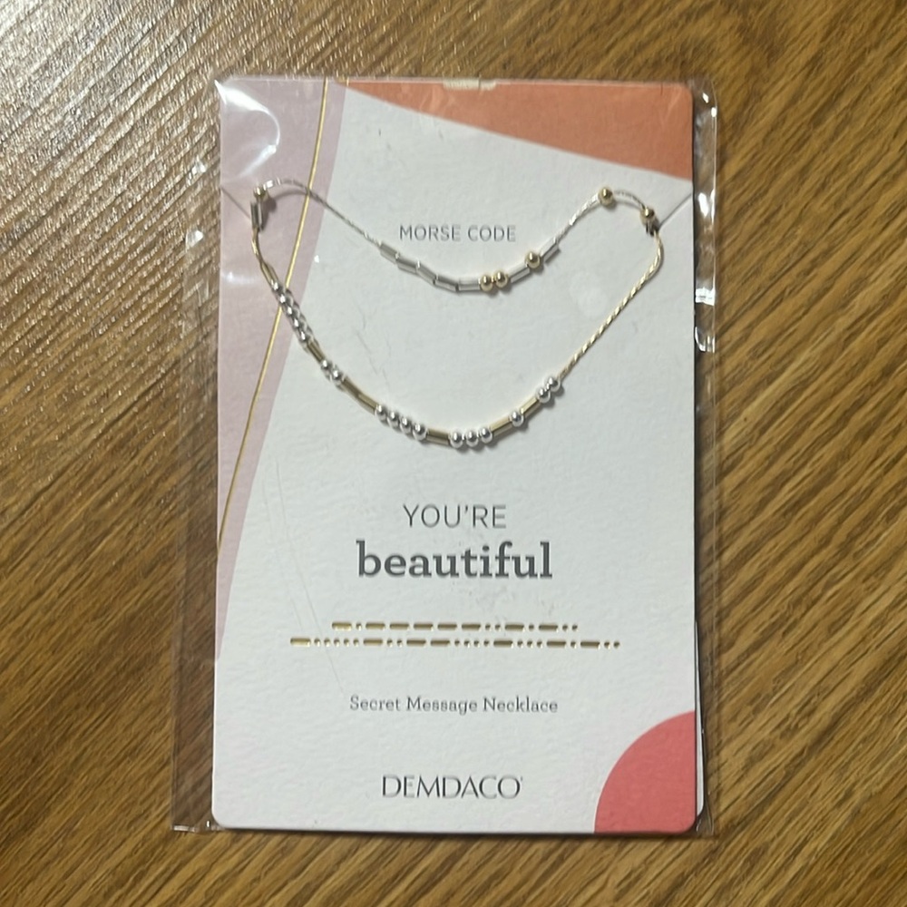 Demdaco Morse Code Necklace You are Beautiful